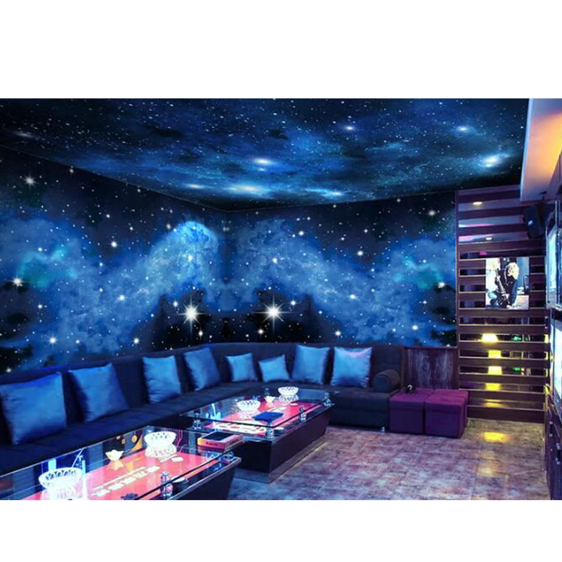 Starry sky wallpaper Galaxy dream 3D KTV decoration ceiling background wall cloth Internet cafe mural | Обустройство дома
