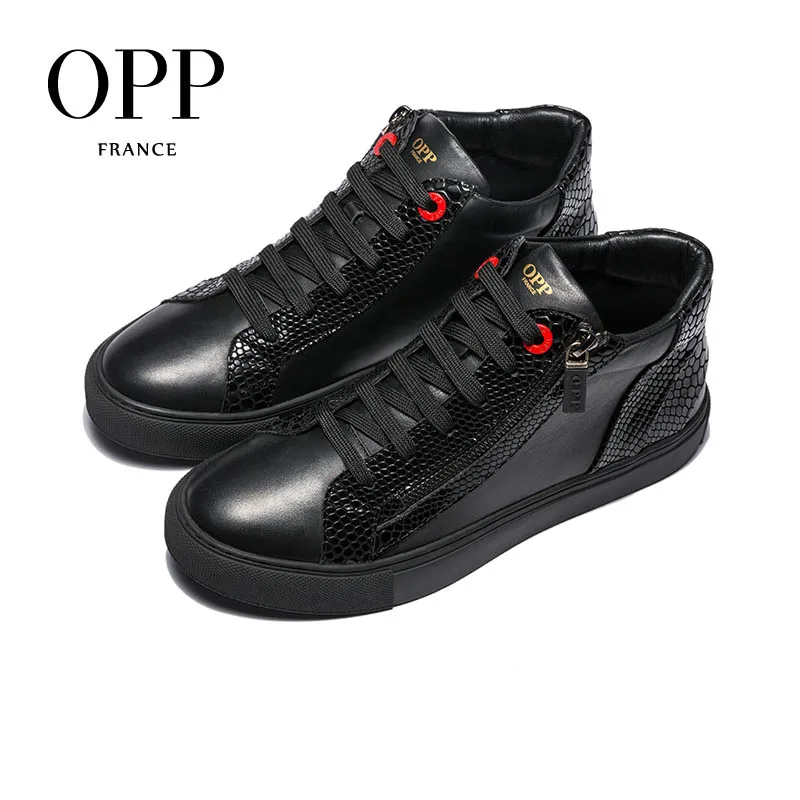 Мужская обувь на молнии OPP дышащая кожаная смешанных цветов в стиле хип-хоп