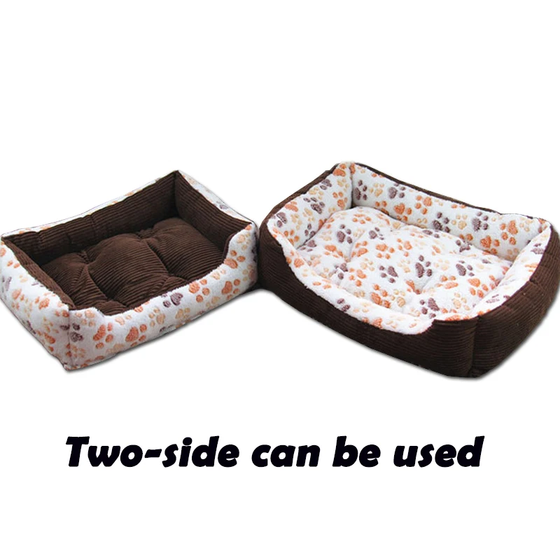 Теплая Флисовая спальная кровать для больших собак с принтом лап