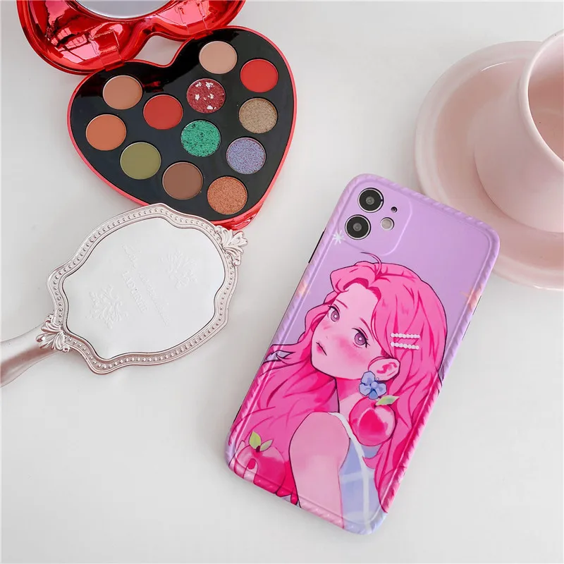 

Korea Anime Peach Girl phone Case For iphone 12 12Pro Max 11 11Pro X XR XS 7 8 Plus 2020SE case Soft IMD silicone back cover