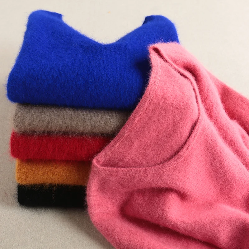 

Hot Sale Women Jumpers Soft Mink Cashmere Knitting Sweaters Woman O-neck Winter New Fashion Pullovers Standard Clothes Lady Tops