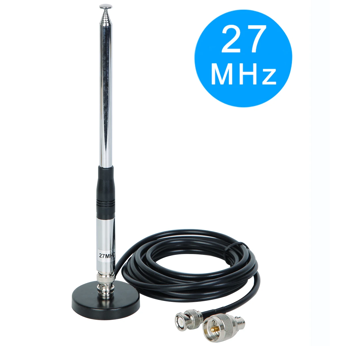 

ABBREE 27Mhz BNC Telescopic 23/130cm Antenna with PL259 Male Adapter and Magnetic Base for Cobra Midland Uniden CB Mobile Radi