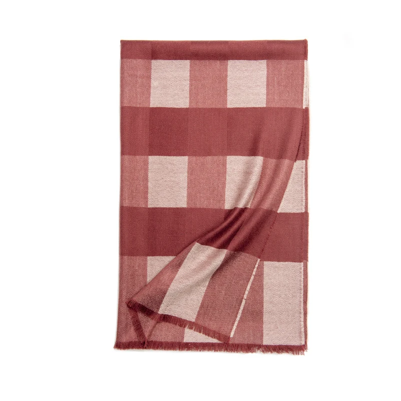 Pink plaid Шерстяной клетчатый шарф для женщин, кашемировый Пашмина, зимняя теплая шаль, женское клетчатое пончо, женские толстые шарфы с кисточками - Цвет: Pink plaid