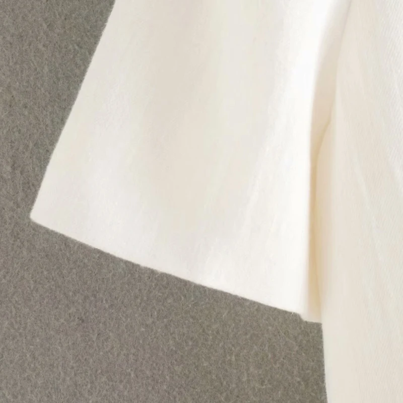 

61/5000 Summer Nice Pop Women's Jacket Short Sleeve V Neck Single-breasted Jacket Women's Holiday Casual White Jacket