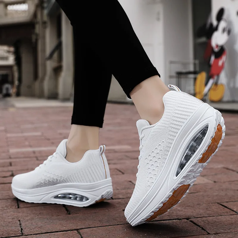 Mesh Trainers Chunky Shoes for Women White Black Sneakers Women Casual Sneakers New Comfortable Thick Sole Ladies Sport Shoes