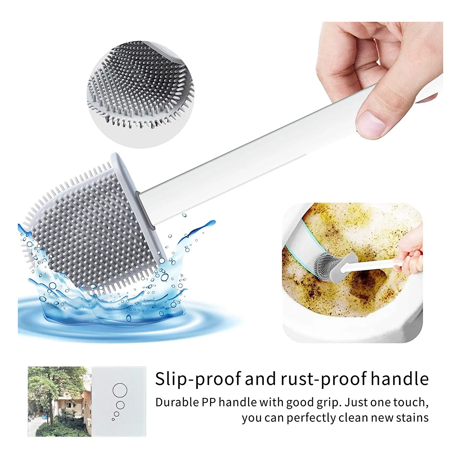 

Stand Toilet Brush Holder Sets WC Wall Hanging Household Floor Standing Soft Bristle Head Bathroom Cleaning Accessories