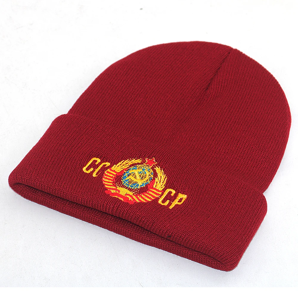 Хлопковая шапка с вышивкой СССР вязаные шапки для осени и зимы гибкая Мягкая