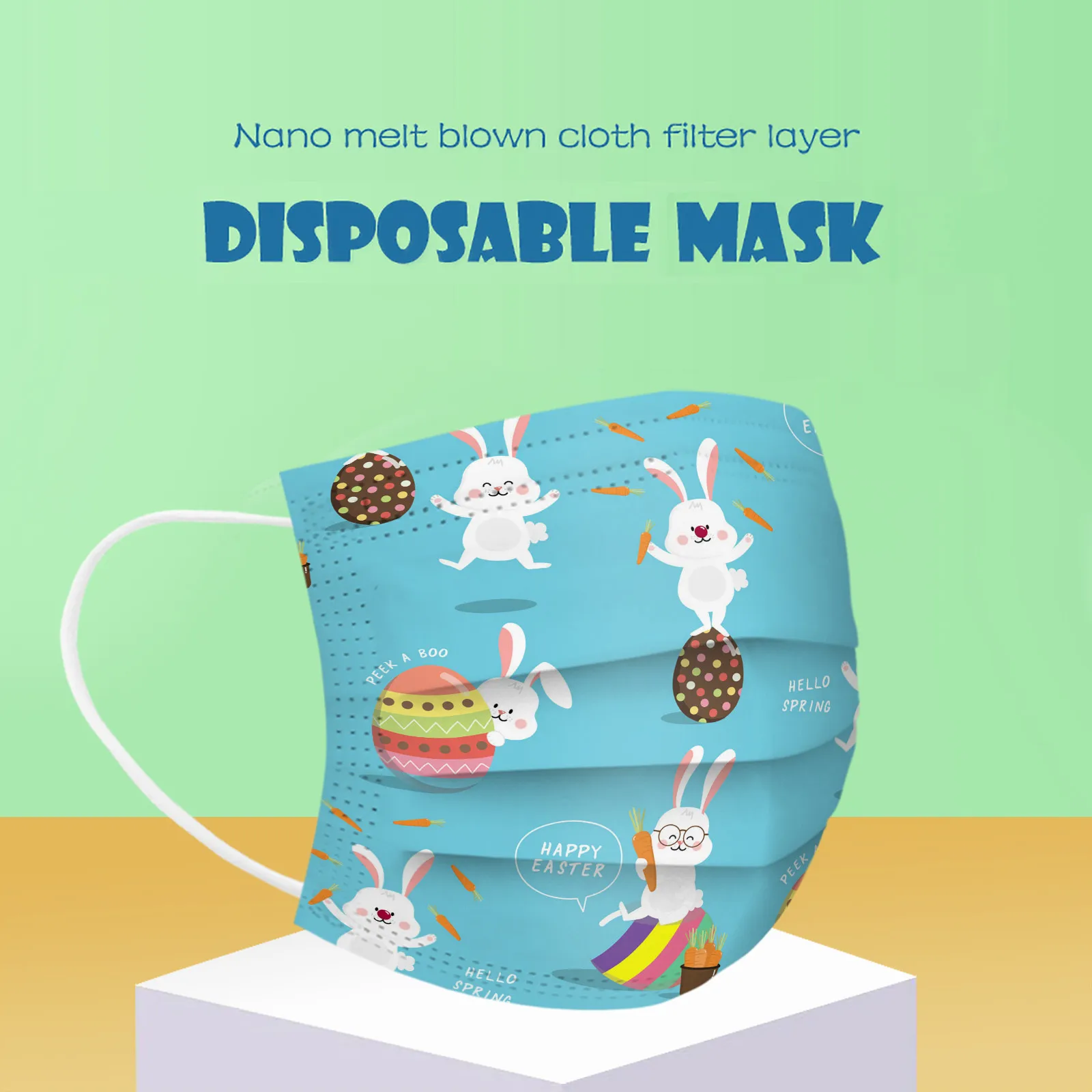 

10/20/30/50/100pc Adult Disposable Face Mask Non-woven 3-layer Face Mask Adult Elastic Ear-hook Cartoon Animals Printing Mask#fs