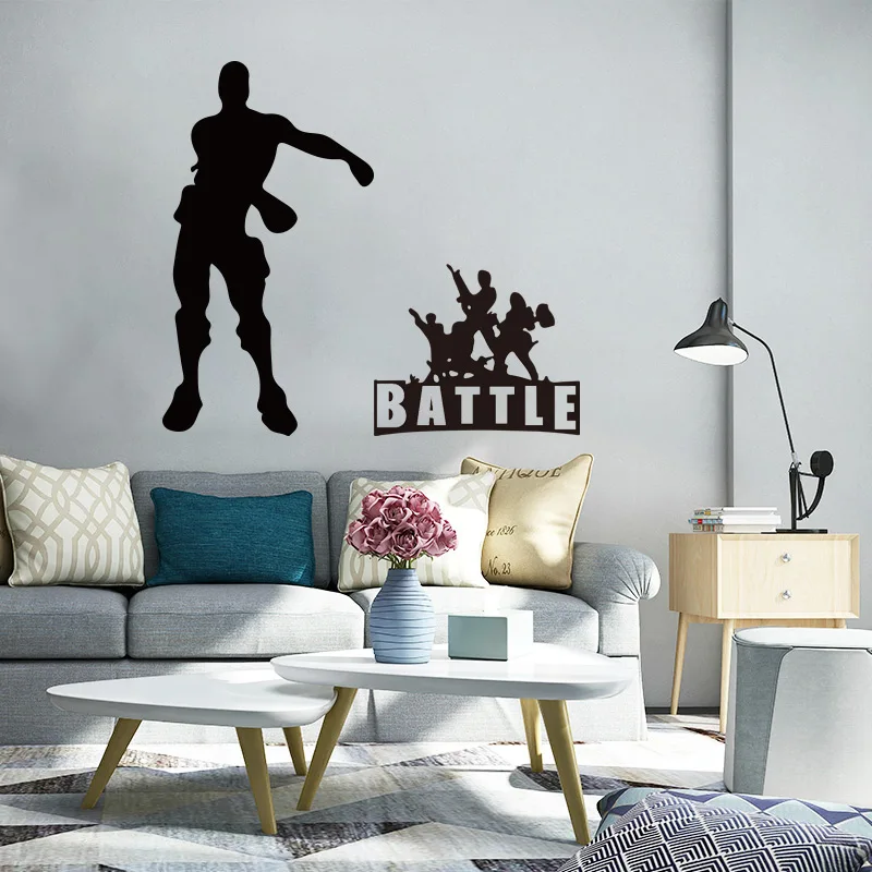 Съемная мультяшная Боевая фигурка геймера настенная художественная наклейка