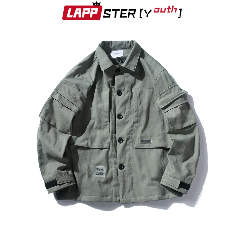 Куртка-карго LAPPSTER Мужская черная уличная одежда с защитой от ветра пальто в стиле