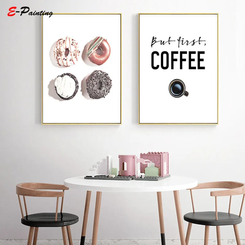 Современный но первый кофе чай торт печать пончик кухня настенные