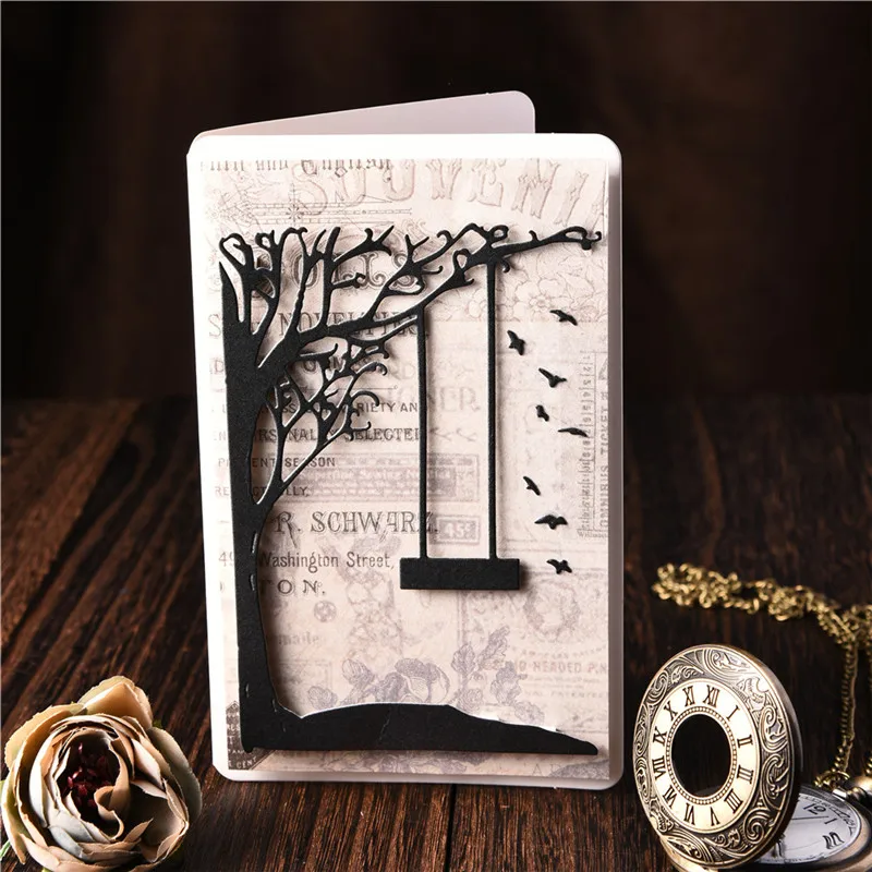 YaMinSanNiO осенние штампы дерево качели дикие металлические Вырубные Скрапбукинг