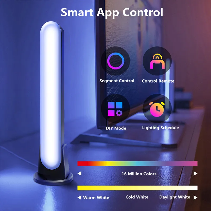

Tuya RGB атмосферный музыкальный Ночной светильник, настольный цветной светодиодный напольный светильник, WIFI + Bluetooth приложение, управление, де...