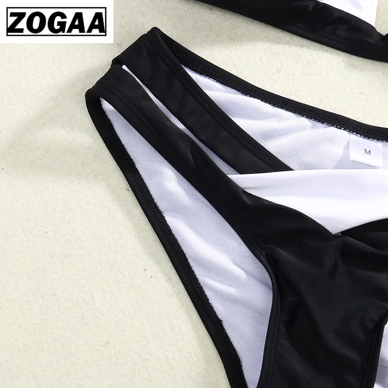 ZOOGA 2021 сексуальные черные и белые полосатые женские бикини с перекрестными