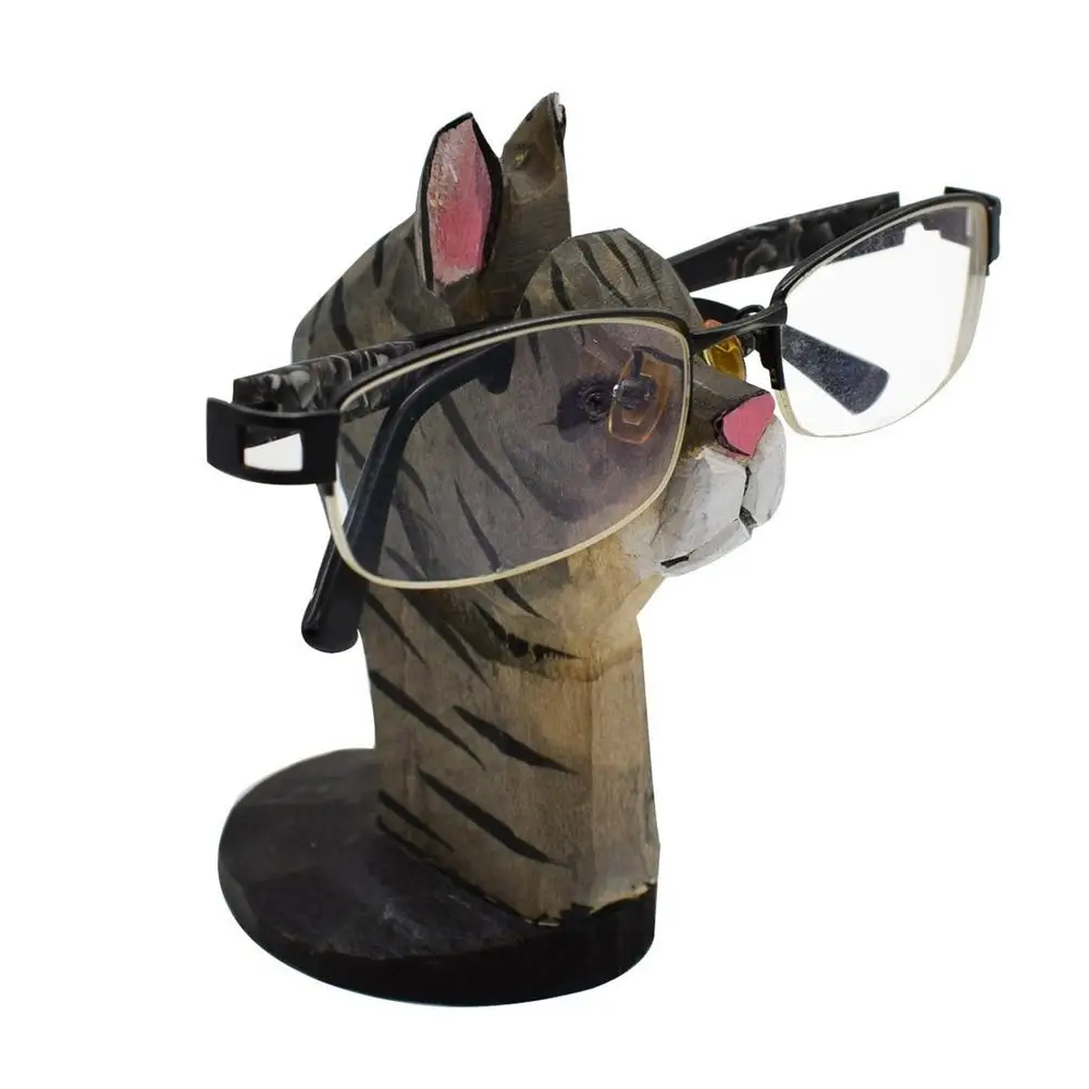 

Wooden Cat Shaped Spectacle Holder Cute Handmade Cat Display Stand For Bedside Office Desk Home Decor Gifts Animal Eyeglasses
