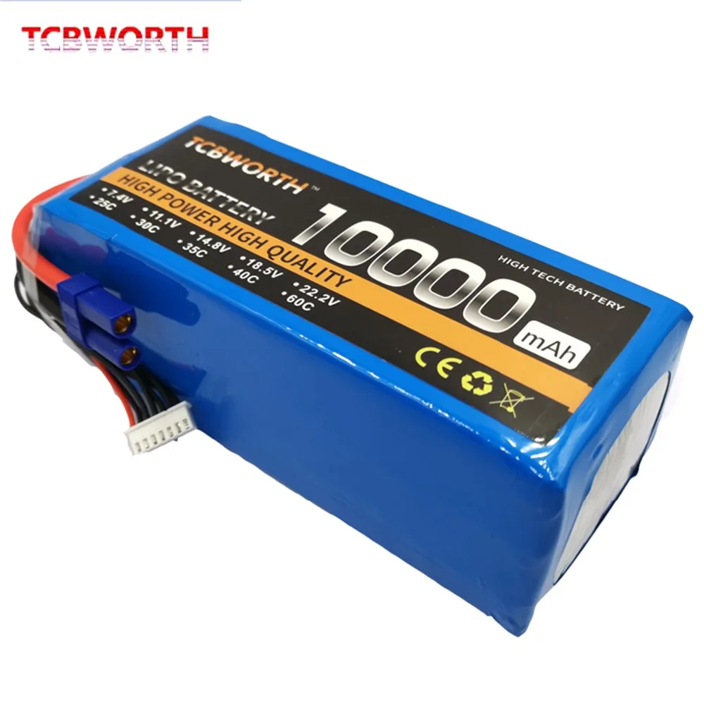 RC LiPo батарея 22,2 V 10000mAh 25C 6S RC литий-полимерные батареи для RC модели самолетов, автомобилей, лодки, дрона, танка, вертолета AKKU TCBWORTH