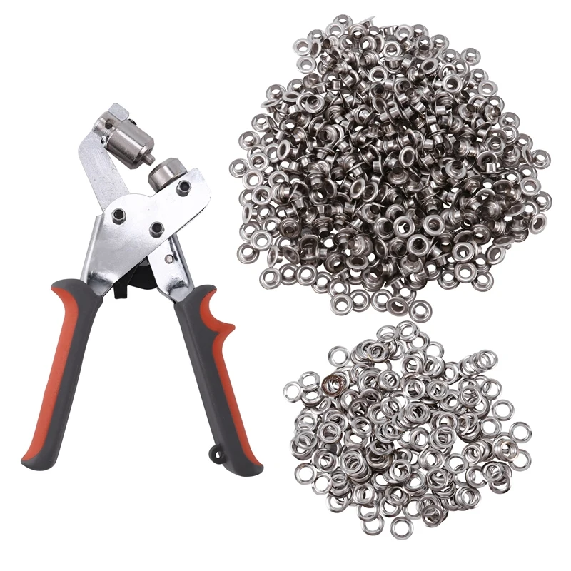 

Portable Handheld Grommets Punching Machine Manual Puncher Press Tool With 500Pcs 0.23 Inch (6Mm) Eyelets
