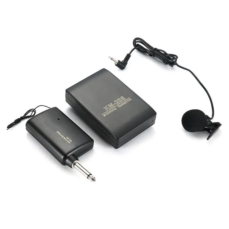 

KM208 Wireless Microphone Collar Clip-on Portable Neck Mic with Fm Transmitter Receiver Lapel Clip Mic Speaker Sound Talk Louder