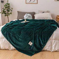 winter warm bed blanket green color soft flannel blanket single queen king warm plaids for beds mantas de cama thow blankets 1pc