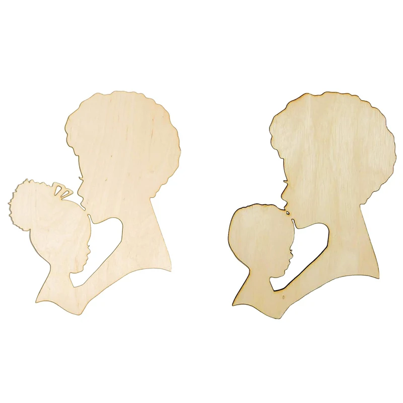

Mother's Day DIY Head Wooden Silhouette Wreath Template for Crafts Black Person - for Crafts Black Person Home Decor