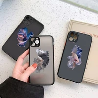 beautiful fighting fish phone case for iphone 13 12 11 7 8 plus mini x xs xr pro max matte transparent cover
