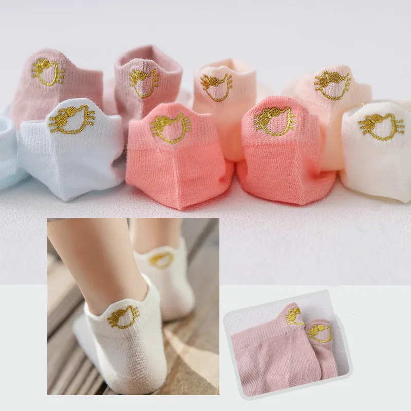 Calcetines divertidos de algod&oacute;n para ni&ntilde;os y adolescentes, medias de malla con lazo de caramelo, 5 pares-0