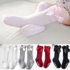 Детские Нескользящие носки гольфы принцессы с бантиком для девочек милые гольфы для девочек хлопковые носки для малышей От 0 до 4 лет