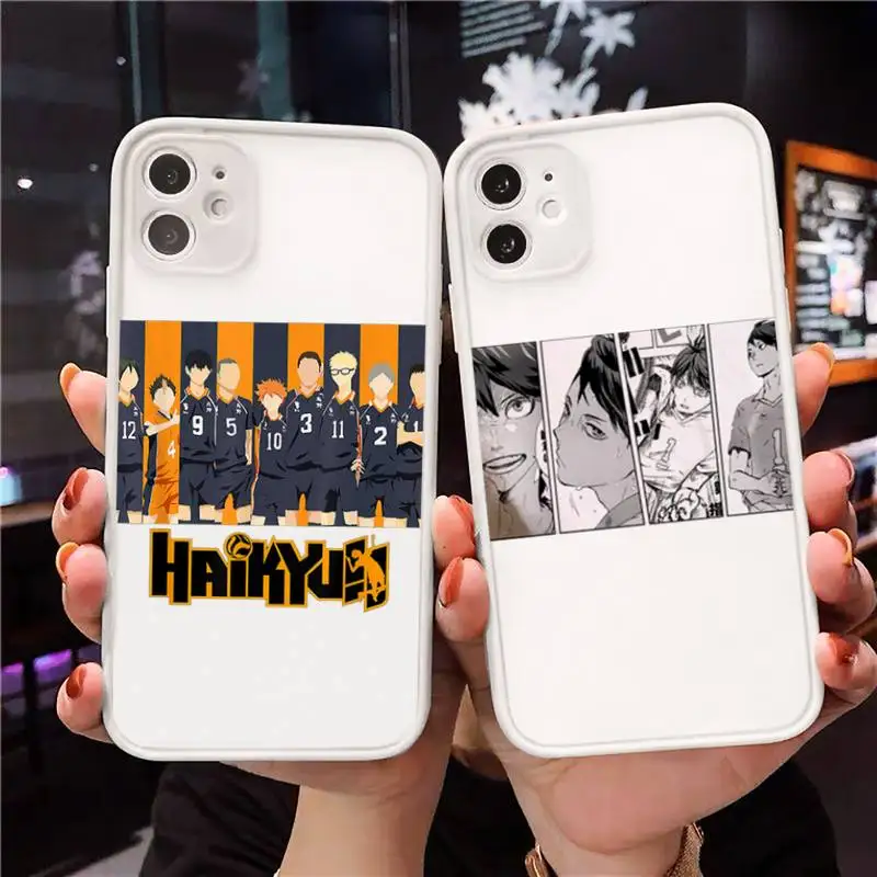

Haikyuu Phone Case For iPhone 12 11 Mini Pro XR XS Max 7 8 Plus X Matte transparent White Cover