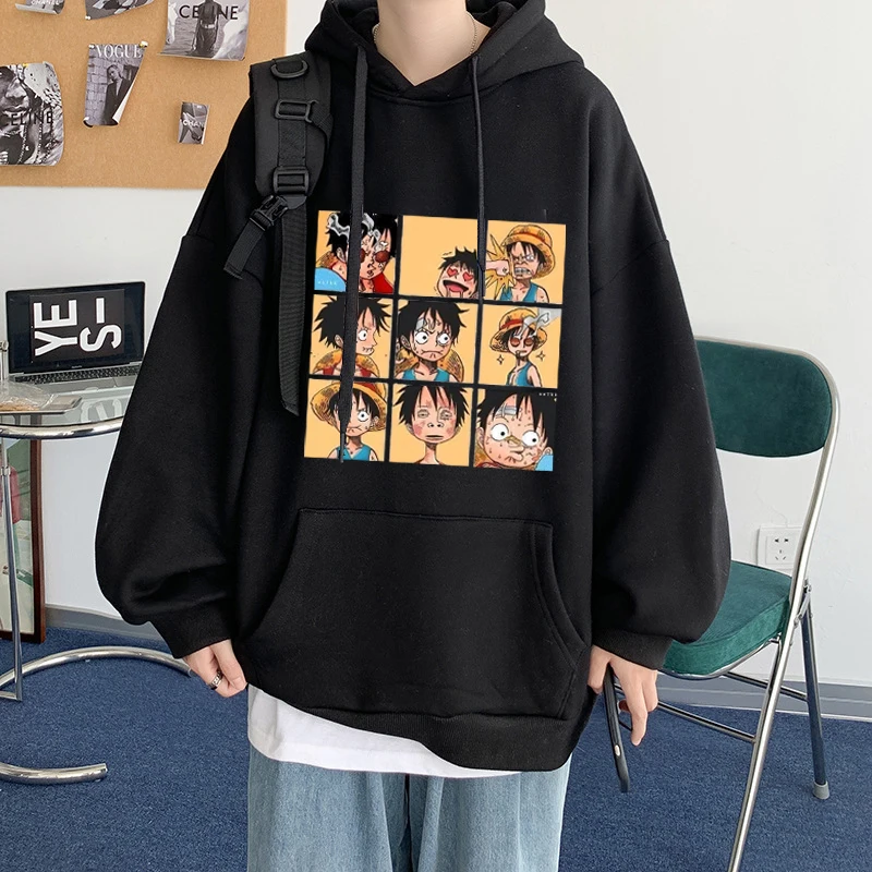 

One Piece Luffy Cartoon Hoodie Men Cool Japanese Anime Funny Sweatshirt Casual Winter Unisex Creative Hoodie Streetwear Harajuku
