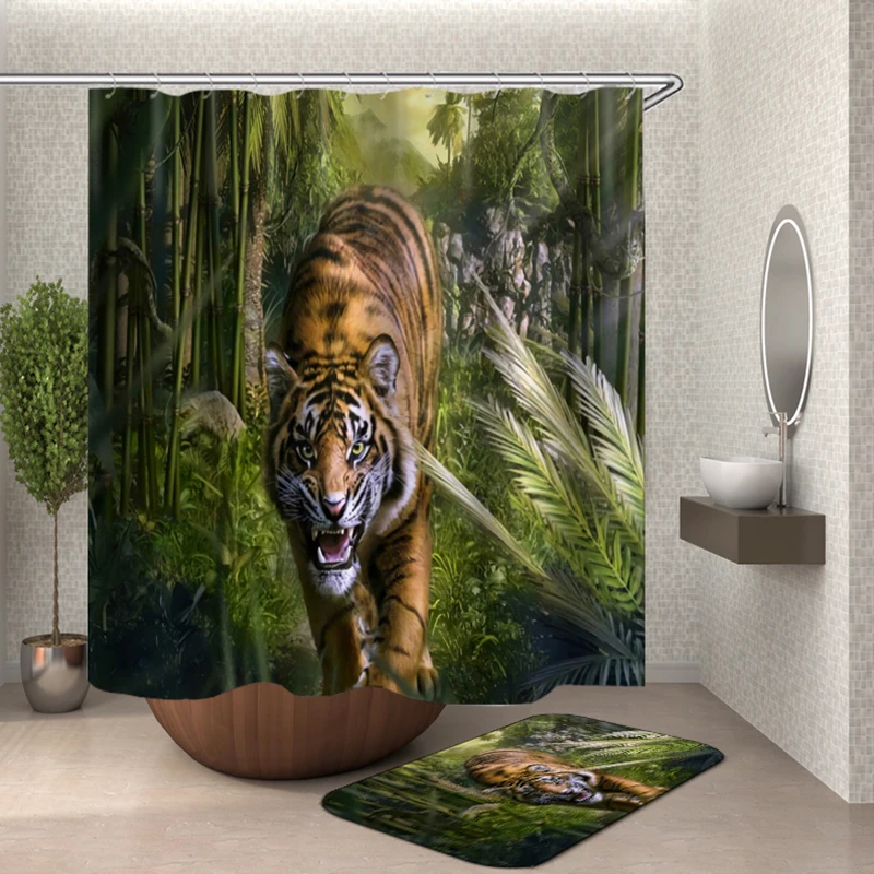 

forest tiger shower curtain animal curtain for bathroom drop shipping bathroom shower curtain
