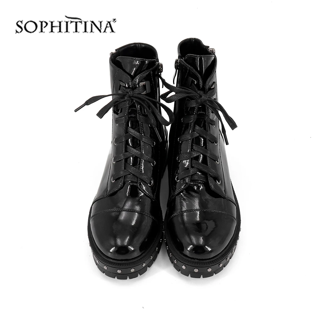 SOPHITINA/Удобные однотонные ботинки Модная дизайнерская обувь из коровьей кожи на