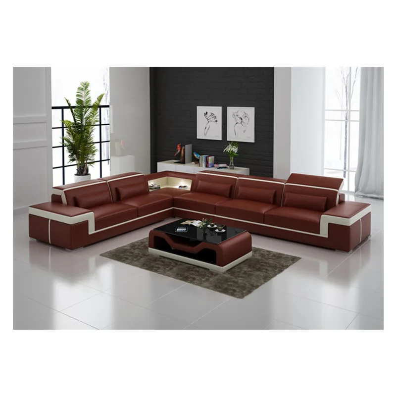 Современный диван доступный кожаный секционный угловой для гостиной | Мебель