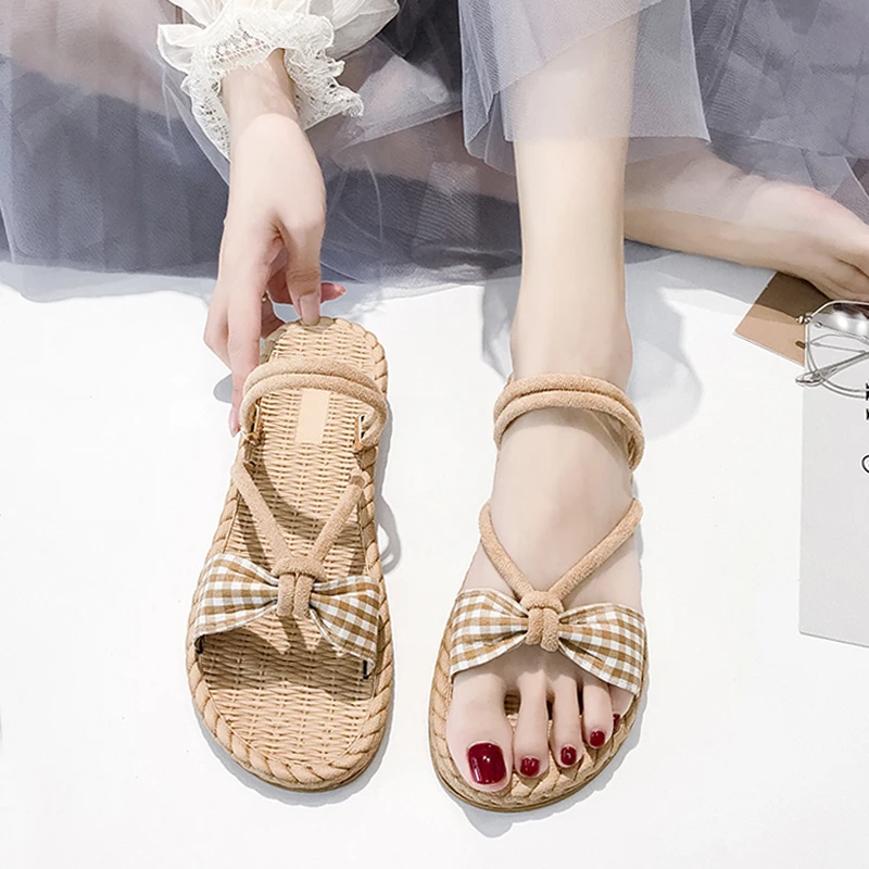 

Shoes Womens Slippers Outdoor Shale Female Beach Low Pantofle Slides Flat Sabot Soft 2021 Summer Cotton Fabric Basic Rome Scanda