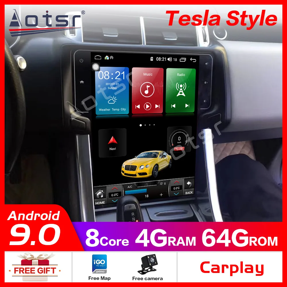 

Автомобильный мультимедийный плеер Tesla, DVD-плеер на Android 9,0, 4 Гб 64 Гб ПЗУ для Land Rover Range Sport L320, 2009 ~ 2013, радио, dvd-плеер, радио