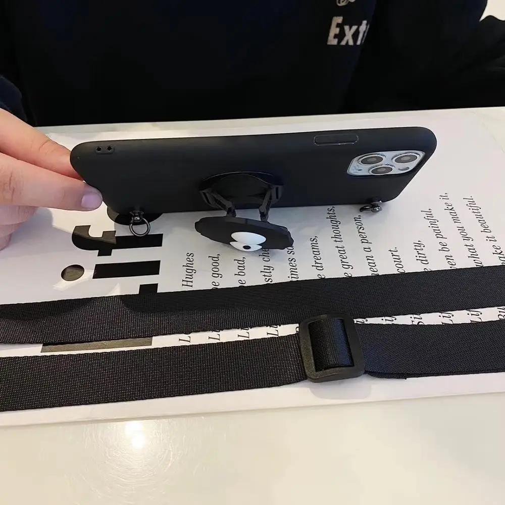 

Cute Cartoon Anime No Face man Briquettes Holder Lanyard soft case For iphone X XR XS 12 11 PRO MAX 7 8 plus cover For Samsung 8