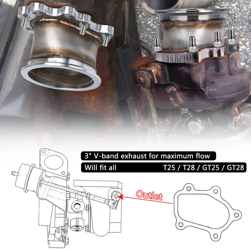 PQY T25 T28 GT25 GT28 8 болт на 3 дюймовый v образный переходник выпускного коллектора
