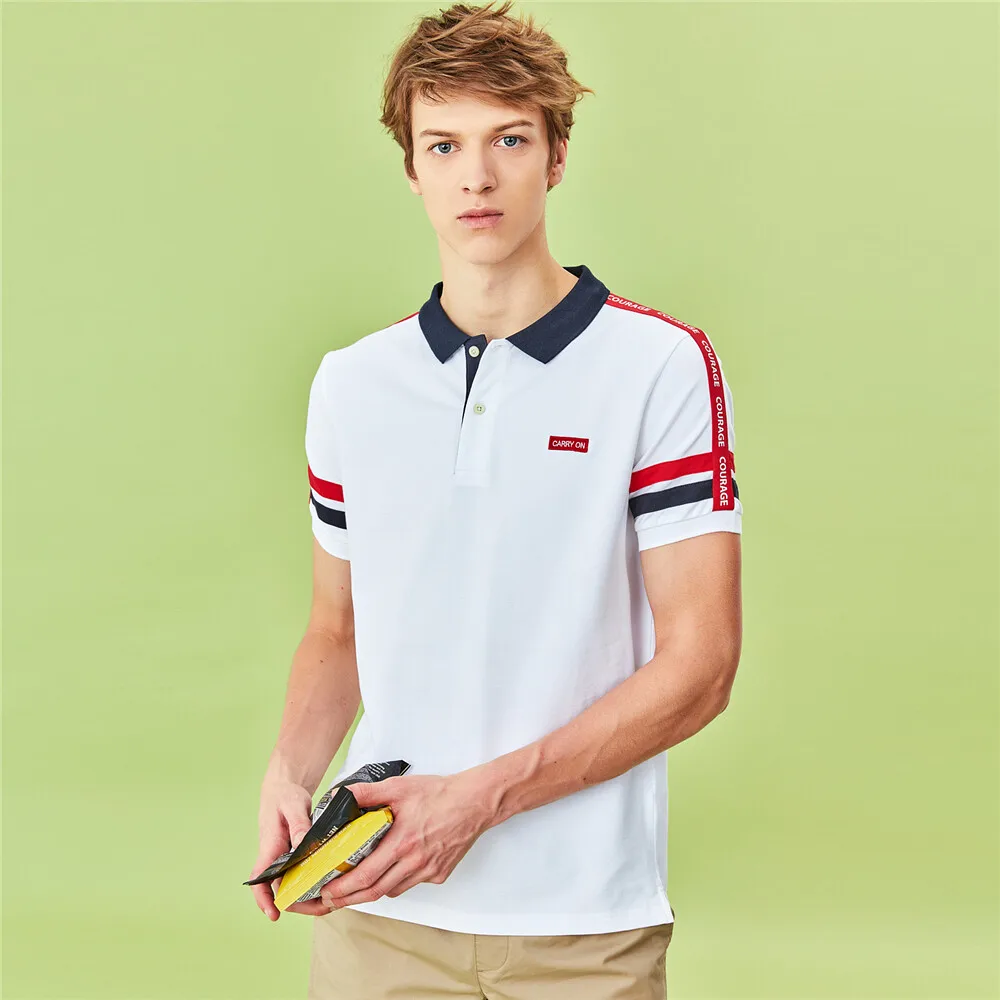 Мужская эластичная рубашка поло из лайкры Giordano прочная ребристая с короткими