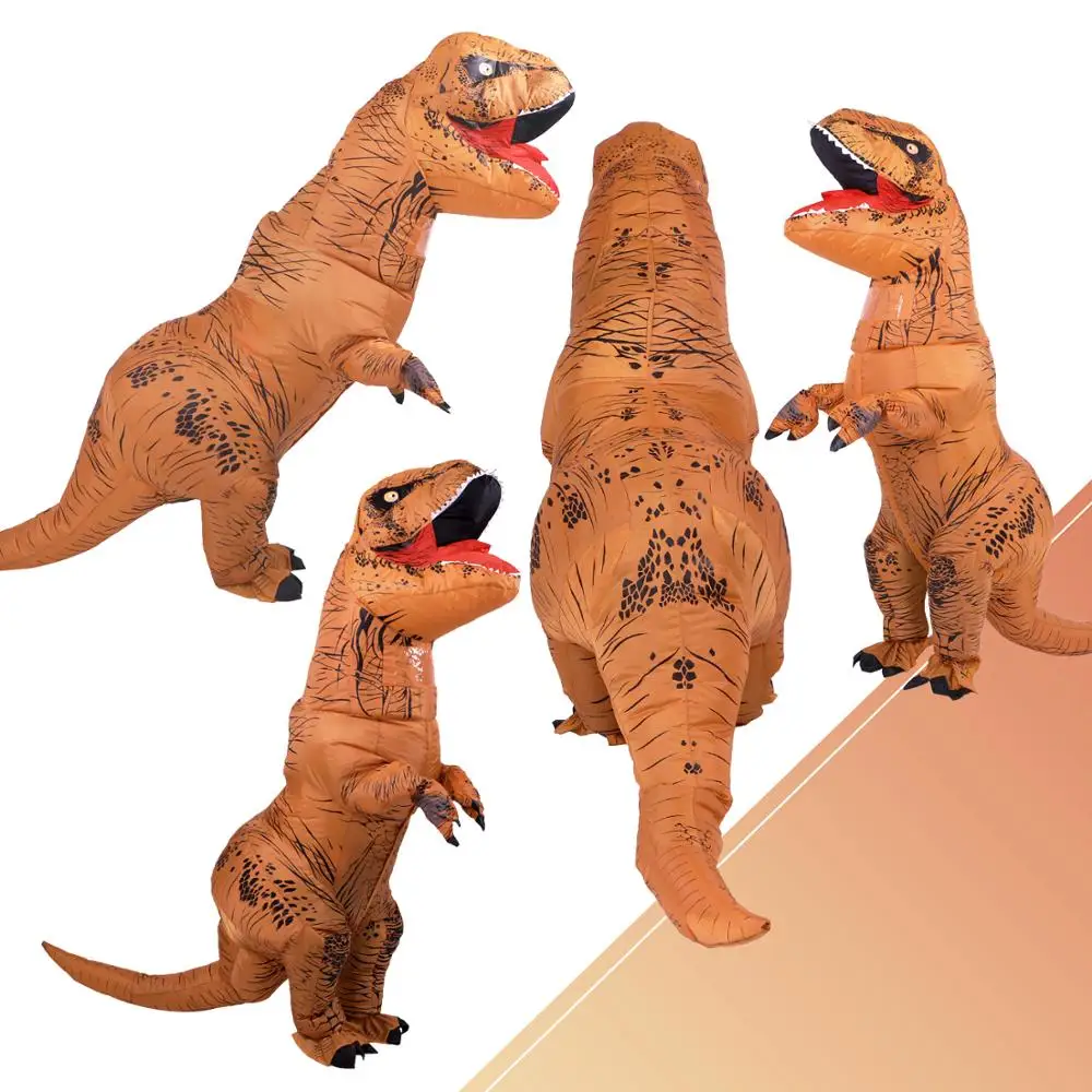 Надувной костюм зеленый динозавр костюмы T REX Blow Up нарядное платье талисман