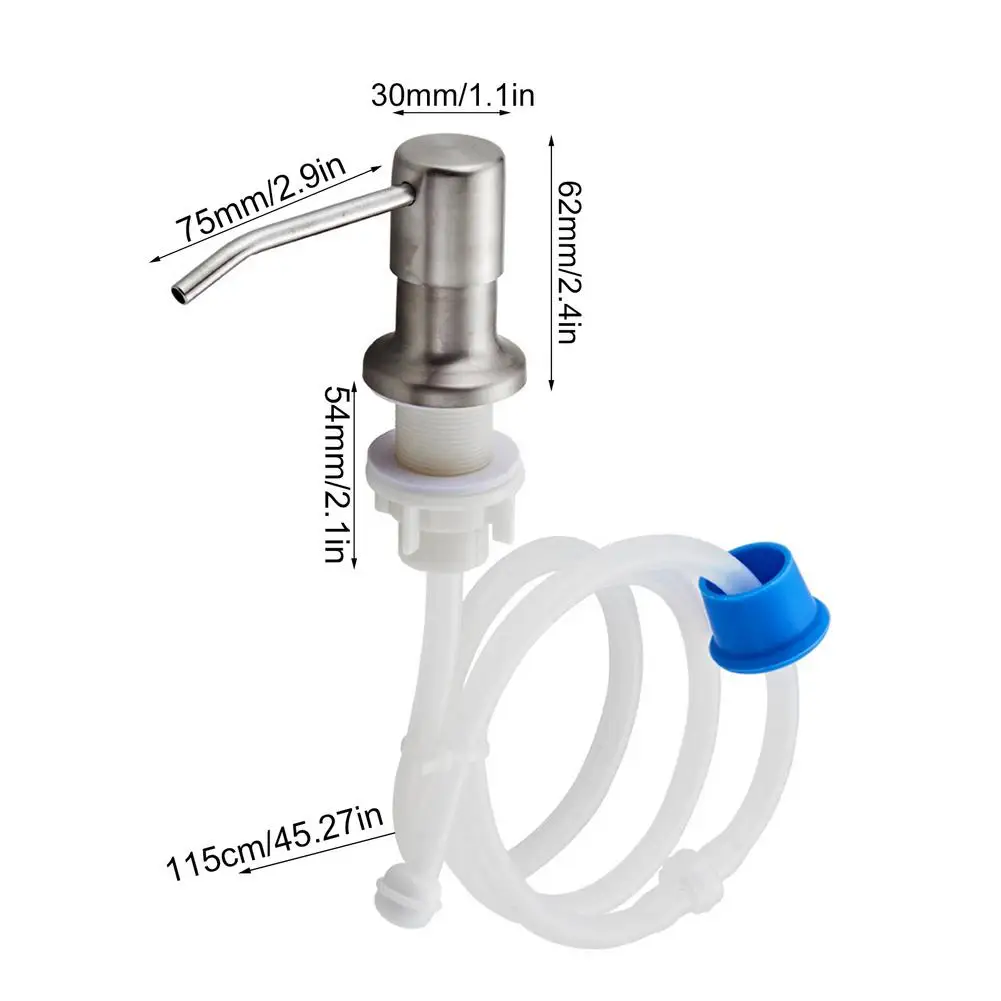 

304 Stainless Steel Sink Soap Dispenser Pump Head Extension Silicone Tube For Kitchen Bathroom Washing Cleaning Soap Dispenser