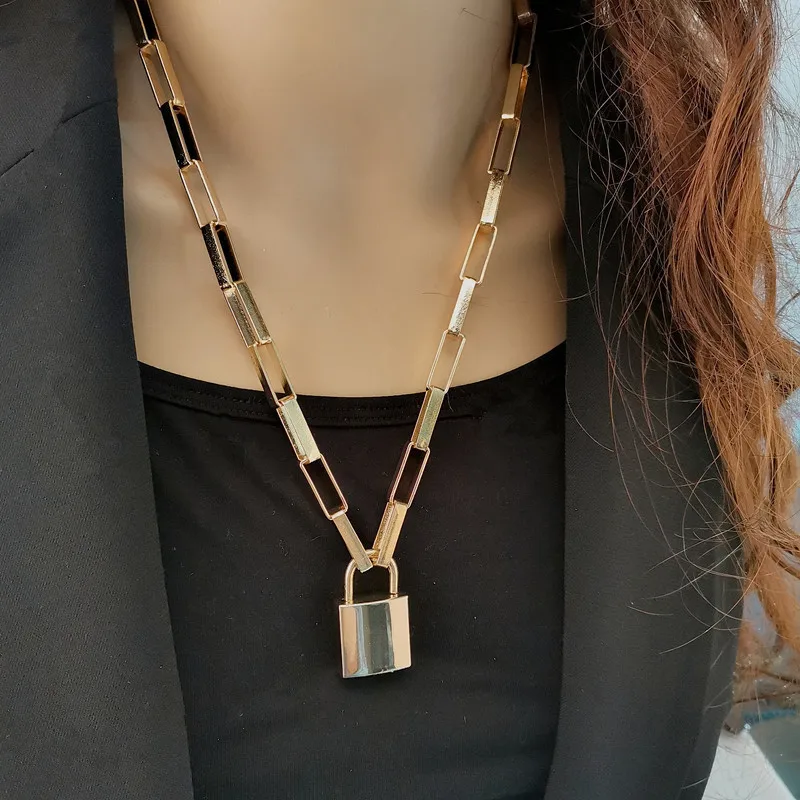 Модное подвесное ожерелье с замком для женщин и мужчин золотым многослойная