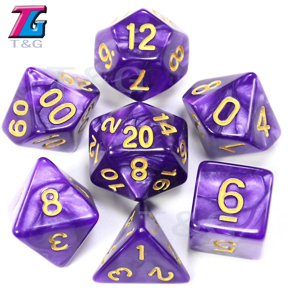 7 шт./компл. T& g многогранник Dados D& D кости с эффект мраморной поверхности, прозрачный D4 D6 D8 D10 D10% D12 D20 игральные кости - Цвет: 12