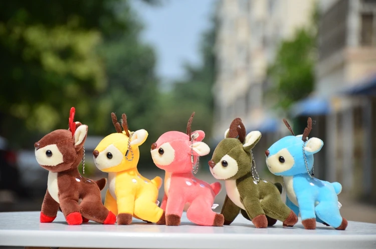

new cute Stylish Pendant small deer 10cm plush Colorful Cartoons Keychain soft decoration friends christmas festival gift
