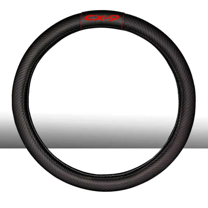 

For Mazda Cx-9 Cx9 Car Carbon Fiber Leather Steering Wheel Covers Cap Steering Wheel Cover Auto Car Interior Accessories