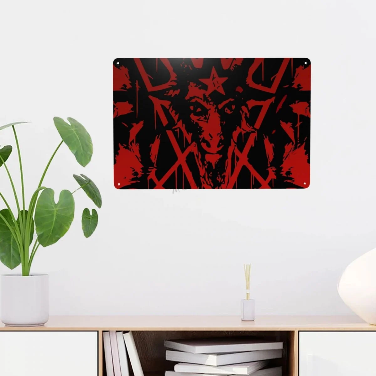 

Baphomet Metal Tin Signs Satanic Phillip Goat Satan Symbo Lucifer Devil Vintage Iron Painting Garage Room Home Decor Wall Arts