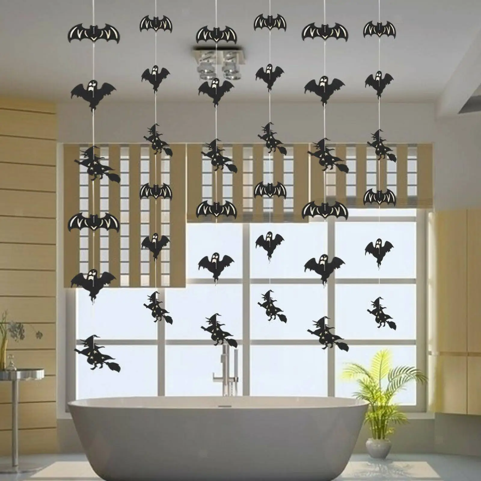 

36 в 1 Хэллоуин домашнее потолочное окно Декор вечерние Черная летучая мышь ведьма Specter Хэллоуин Гирлянда бумажная вечеринка