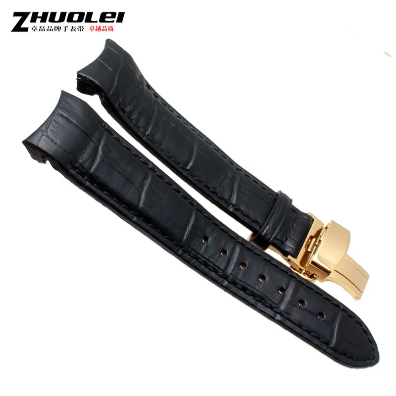 Изогнутый конец мужские ремешки для часов для BL9002-37 05A BT0001-12E 01A Брендовые Часы из натуральной кожи с пряжкой бабочки 20 21 22 мм