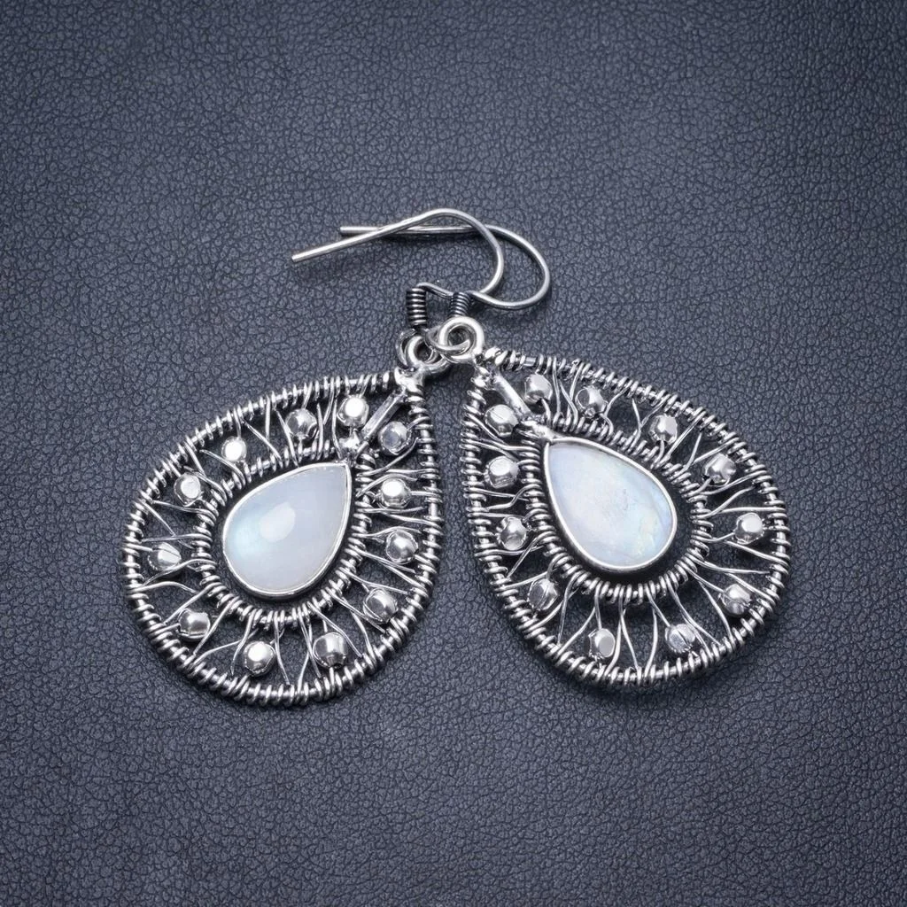 Уникальные серьги ручной работы из серебра 1 75 пробы с натуральным лунным камнем