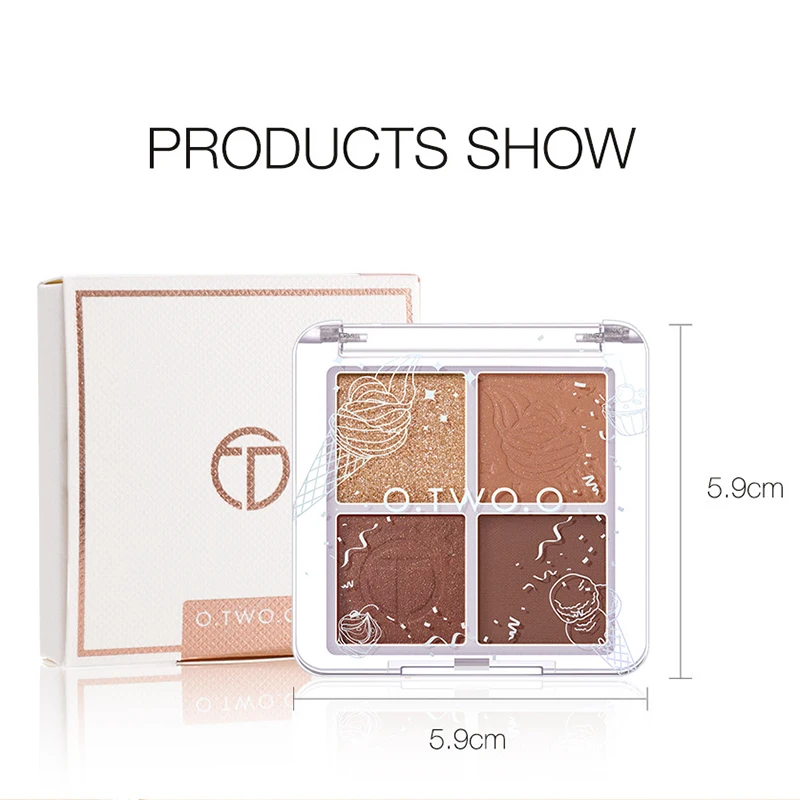 Палитра теней для век четыре цвета жемчужно-матовые естественный цвет маленькая