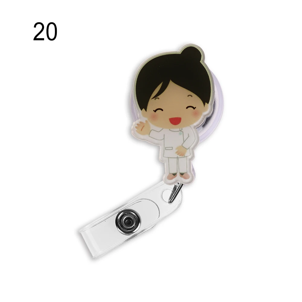 Мини милый мультфильм раскладной держатель для бейджа медсестры Lanyards Студенческая медсестер кличка карта держатель значка зажимы школьные офисные принадлежности
