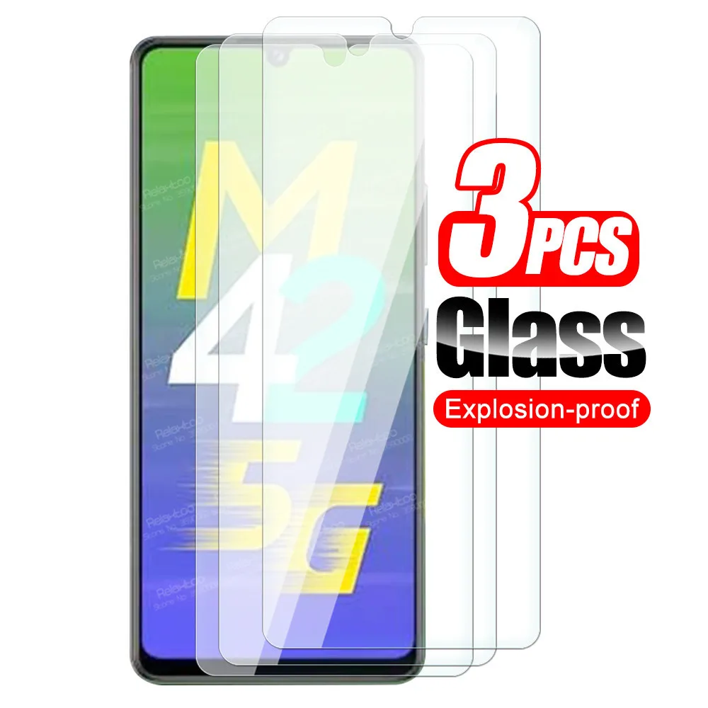 

3 шт. Защитное стекло для Samsung Galaxy M42 5G закаленное стекло Samung Sumsung M 42 42 м 6,6 ", защита для экрана, защитный чехол-броня пленка